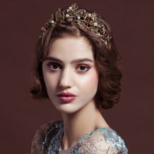 Gold Leaf Crown - Wedding Gold Leaf Crown Fairy Princess Flower Pearl Tiara Headpiece