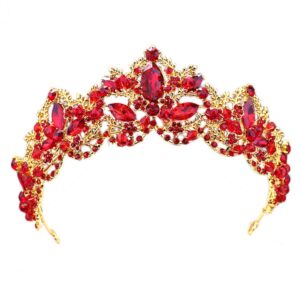 Red And Gold Tiara - Womens Pageant Red Tiara Crystal Bridal Red Crown