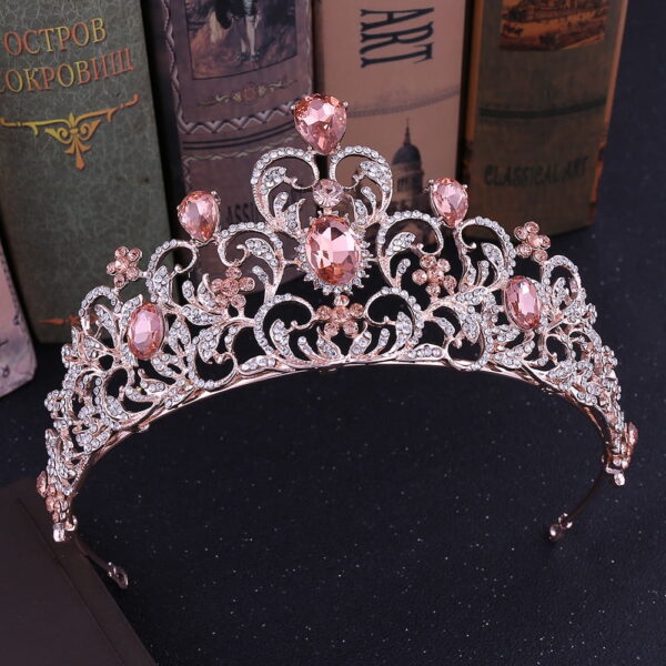 Pink Crown - Baroque Wedding Pink Crown Princess Pink Rhinestone Tiara