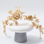 Gold Flower Crown - Bridal Gold Flower Crown Gold Flower Headband Butterfly Headpiece