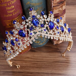 Royal Blue Crown - Rhinestone Blue Crown Wedding Blue Tiara Pageant Jewelled Crown