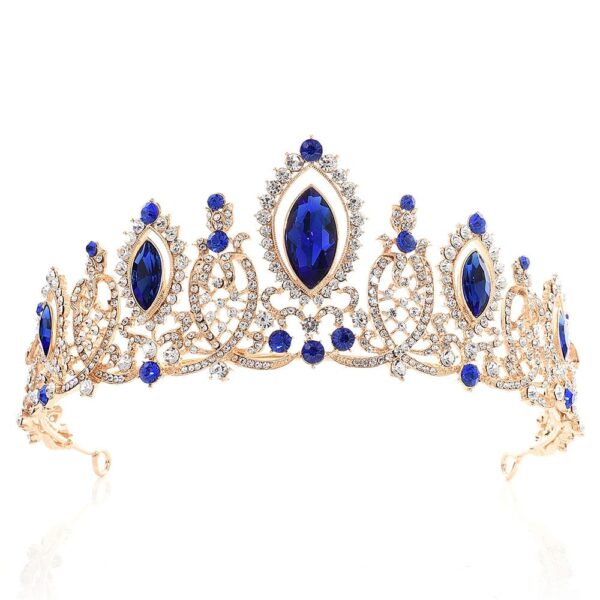 Blue Tiara - Crystal Blue Tiara Royal Bridal Blue Crown Headpiece