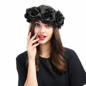 Black Flower Crown - Wedding Black Flower Crown Black Rose Headpiece Floral Headband