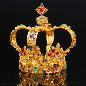 Kings Crown - Mens Royal Kings Crown Crystal Gemstone Imperial Male Crown