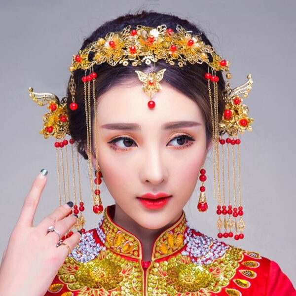 Chinese Headdress - Traditional Chinese Headdress Chinese Crown Wedding Headpiece Hair Sticks Set