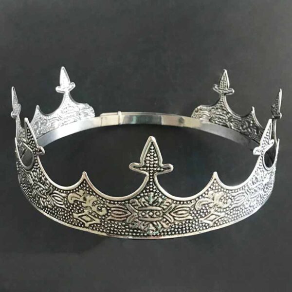 Silver King Crown - Mens Silver King Crown Full Round Metal Kings Crown