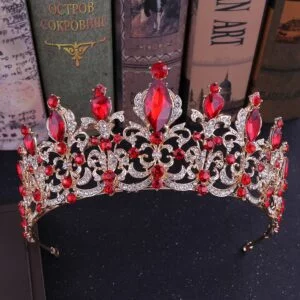 Red Queen Crown - Crystal Red Queen Crown Rhinestone Royal Red Tiara