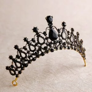 Black Tiara - Evil Queen Black Tiara Gothic Wedding Crystal Black Crown